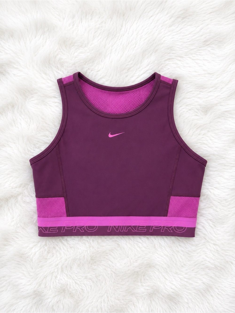 Nike Purple and Pink Pro Cropped Sports Tank| Size Small